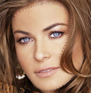 of her facial features.