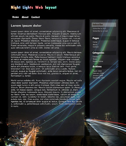 Night Website Layout Tutorial: Final Result (Click to enlarge)