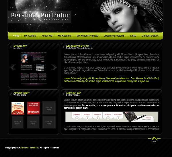 Personal Portfolio Layout #2 Tutorial: Final Result