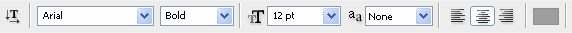 horizontal type tool top bar