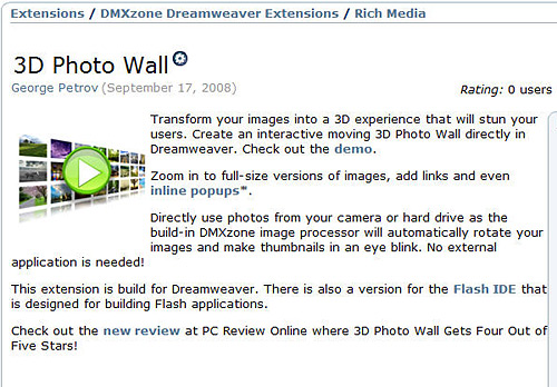Using the Dreamweaver 3D Wall Extension image 1