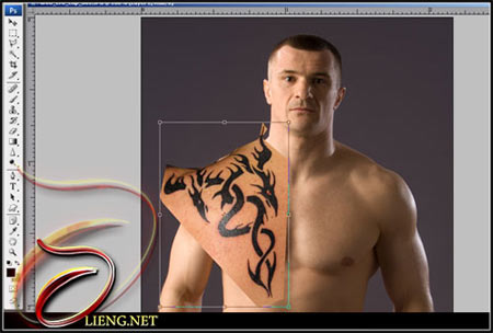 Now on the tattoo layer use the Free Transform option by pressing (CRT+T) 