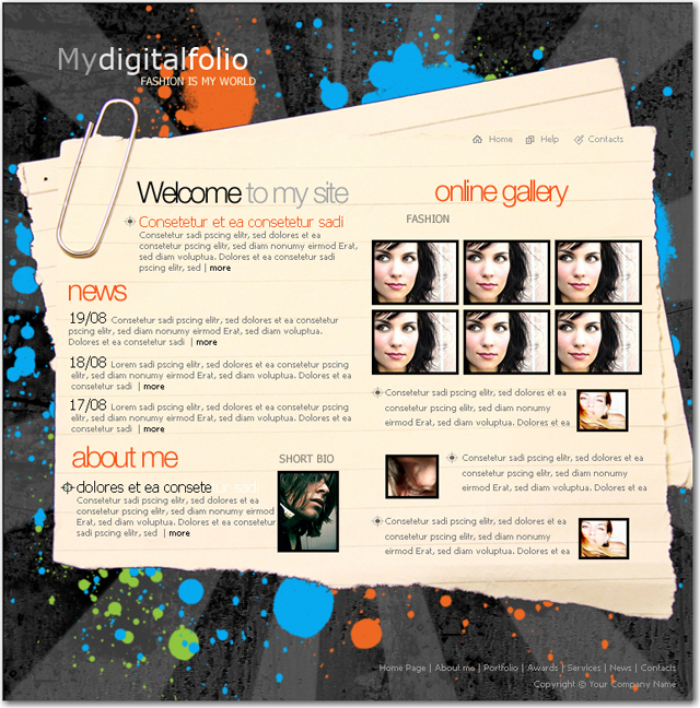 Grunge Digital Portfolio Website Tutorial: Final Result