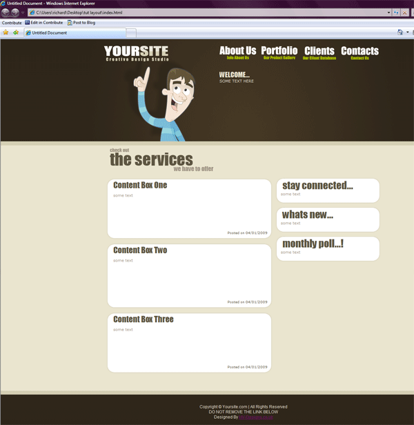 Coding The Creative Design Layout Tutorial: Final Result