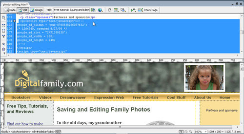 Insert Google Ads with Dreamweaver image 6