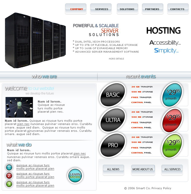 Web Hosting Layout Tutorial: Final Result