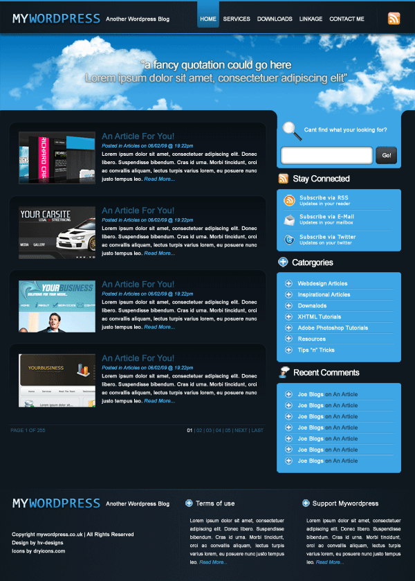 Wordpress Layout #4 Tutorial: Final Result