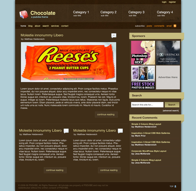Chocolate Pro WordPress Style Layout Tutorial: Final Result