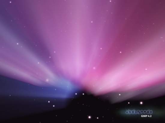 Leopard's Aurora Borealis wallpaper in GIMP