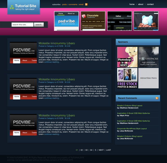 Tutorial Site Blog Design Tutorial: Final Result