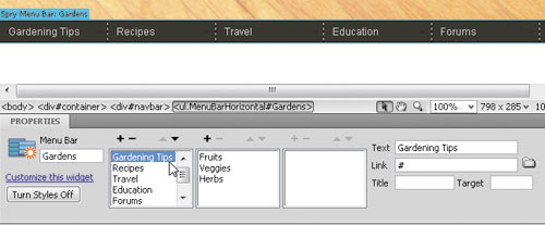 Edit an AJAX Drop-Down Menu in Dreamweaver image 10