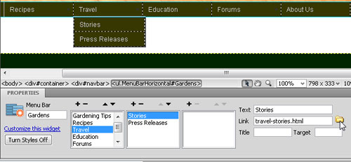 Edit an AJAX Drop-Down Menu in Dreamweaver image 12