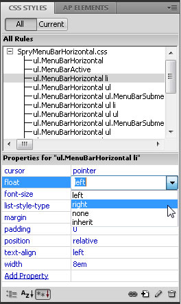 Edit an AJAX Drop-Down Menu in Dreamweaver image 4