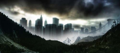 Design a Dark and Misty Mountain with Distant City Scene in Photoshop image 13