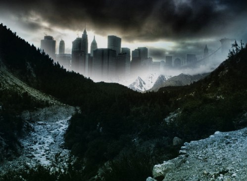 Design a Dark and Misty Mountain with Distant City Scene in Photoshop image 11
