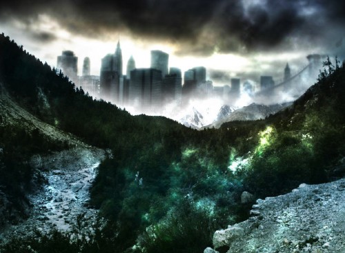 Design a Dark and Misty Mountain with Distant City Scene in Photoshop image 18