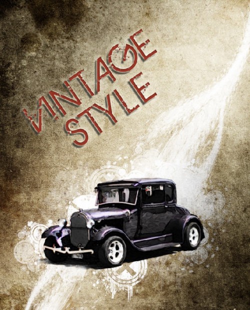 Design a Vintage Car Poster with Grunge Texture, Font and Brushset in Photoshop image 29