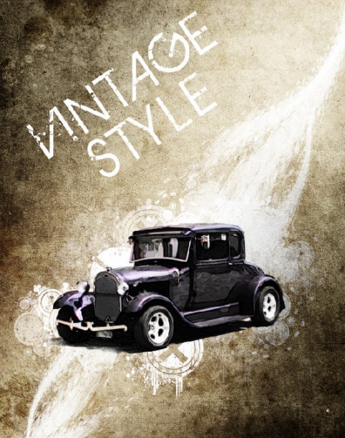 Design a Vintage Car Poster with Grunge Texture, Font and Brushset in Photoshop image 22