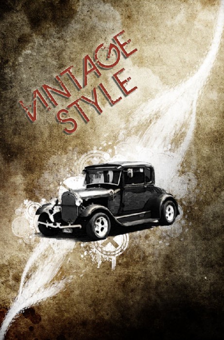 Design a Vintage Car Poster with Grunge Texture, Font and Brushset in Photoshop image 33