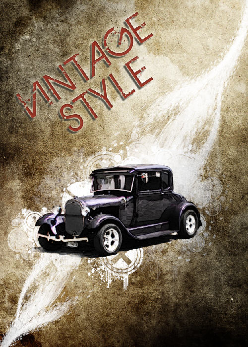 Design a Vintage Car Poster with Grunge Texture, Font and Brushset in Photoshop image 32