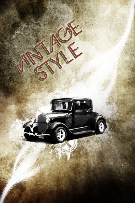 Design a Vintage Car Poster with Grunge Texture, Font and Brushset in Photoshop image 34