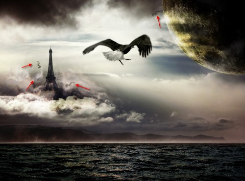Design a Surreal Floating Eiffel Tower Scene In Photoshop image 23