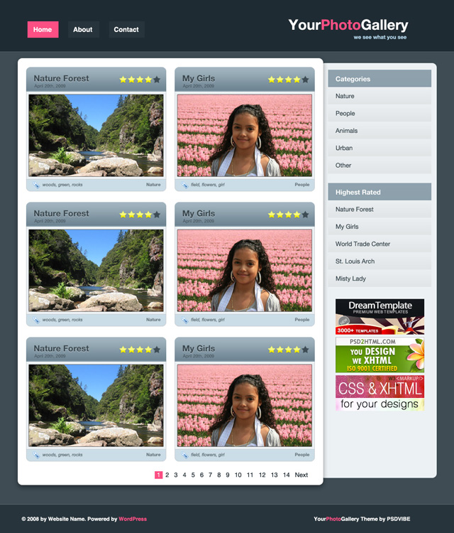 Clean Photo Gallery Website Layout Tutorial: Final Result