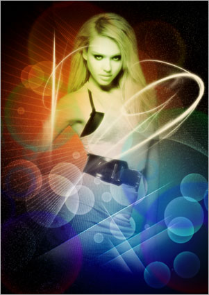 Sexy Model with Glowing Bubbles Effect image 18