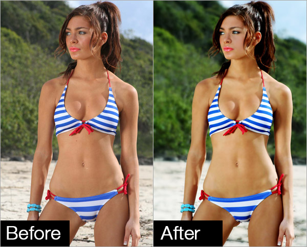 Professional Photo Retouching Bikini Model Tutorial: Final Result