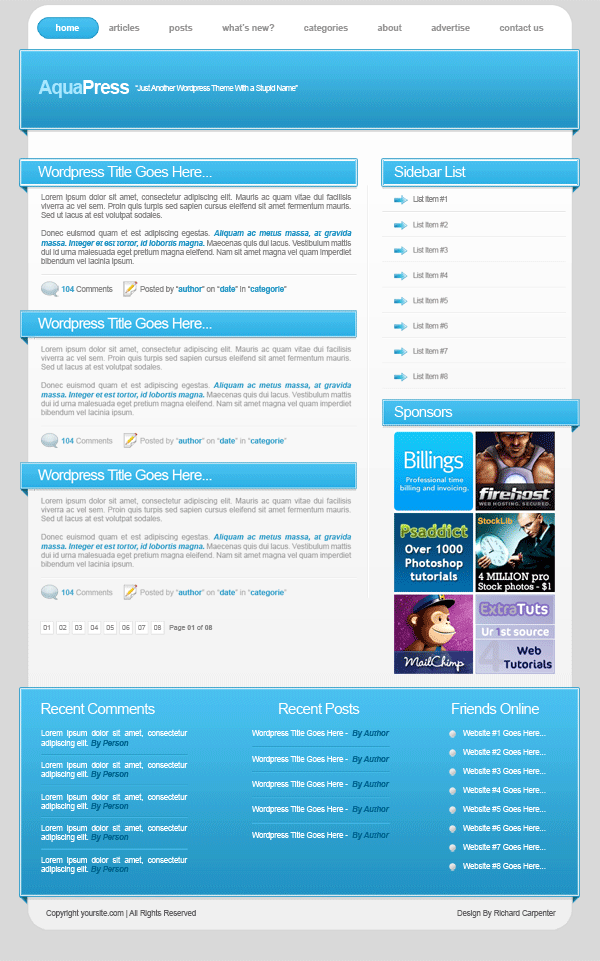 Wordpress Layout #5 Tutorial: Final Result