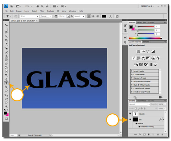 Photoshop Glass Text Effect image 1