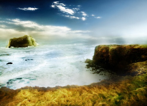 Design a Surreal Ancient Ruin and Coastal Island Scenery in Photoshop image 31