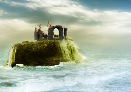 Design a Surreal Ancient Ruin and Coastal Island Scenery in Photoshop image 34