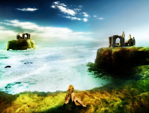 Design a Surreal Ancient Ruin and Coastal Island Scenery in Photoshop image 45