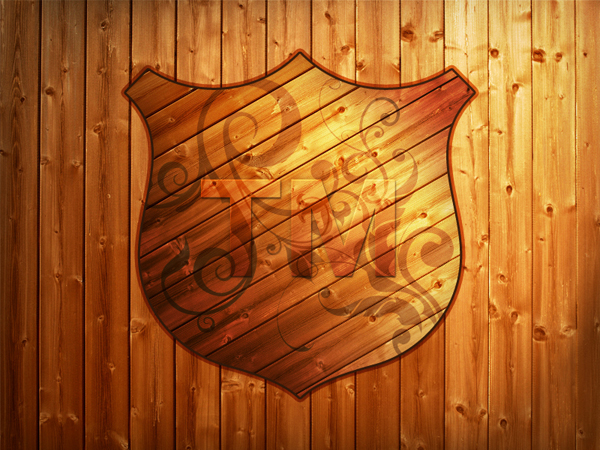 How to create a wood badge in Photoshop Tutorial: Final Result
