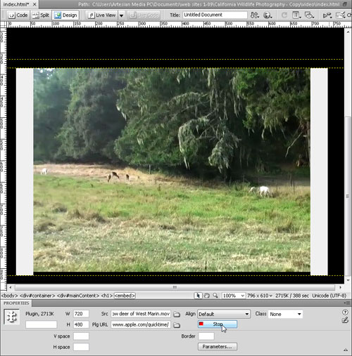 Using QuickTime Videos with Dreamweaver