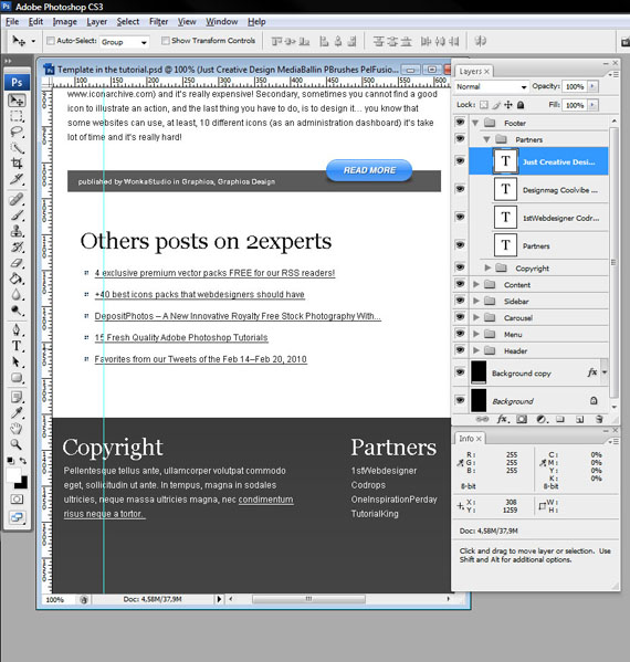 How to do a fancy layout for a graphic design blog using Photoshop