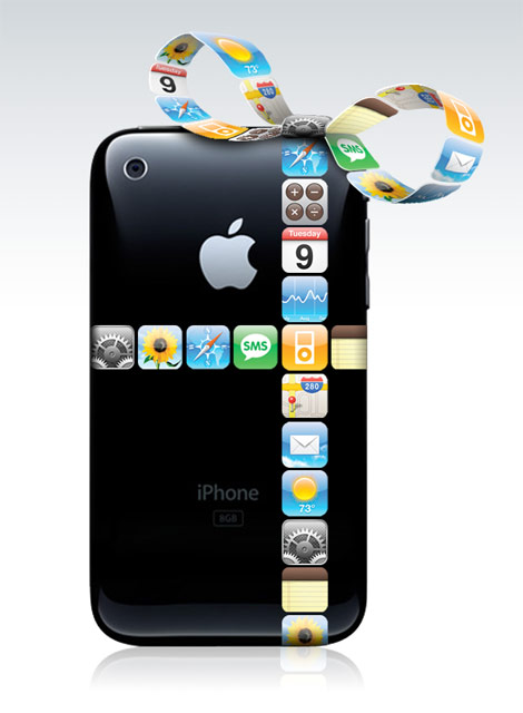 iPhone with ribbon