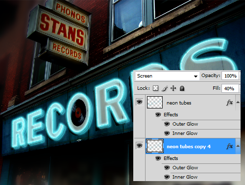 Neon Records - Animated Neon Sign Photoshop Tutorial 11