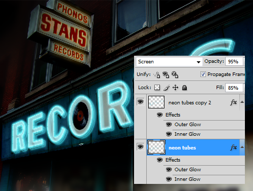 Neon Records - Animated Neon Sign Photoshop Tutorial 16