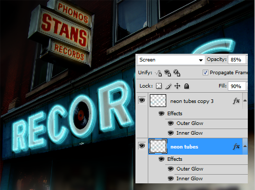 Neon Records - Animated Neon Sign Photoshop Tutorial 17
