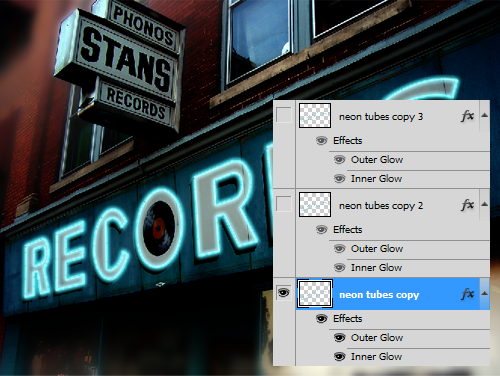 Neon Records - Animated Neon Sign Photoshop Tutorial 23