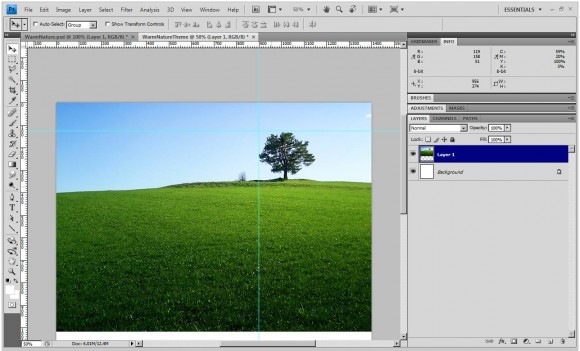 Create two new guides - one at design background in photoshop. Create two new guides - one at