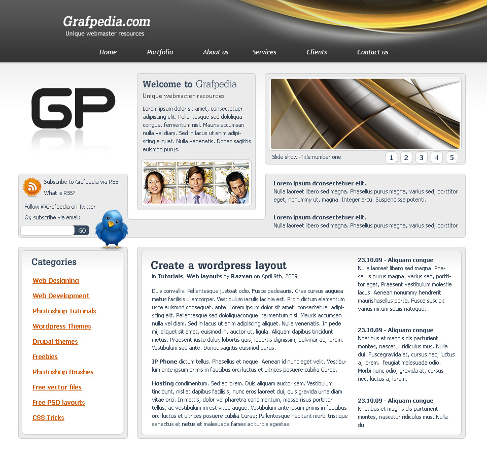Create a Business Wordpress PSD Layout