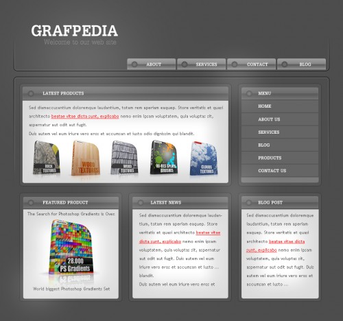 Create a dark corporate layout