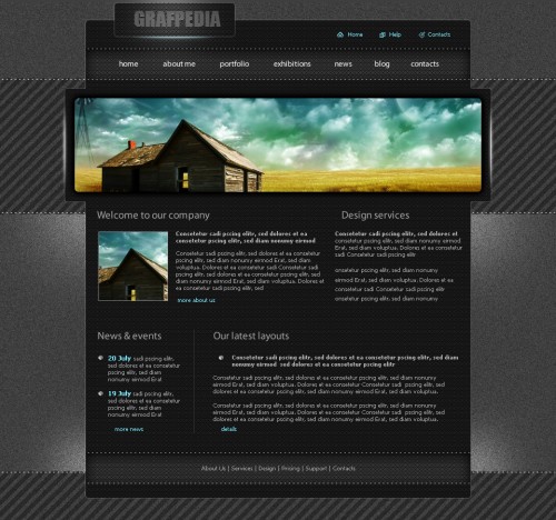 Create a dark portfolio pixel layout