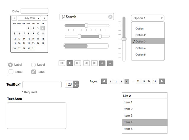 Free Web UI Element Kits and Stencils
