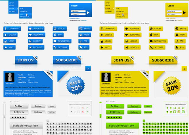 Free Web UI Element Kits and Stencils