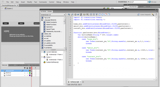 How to make a panning website in Flash