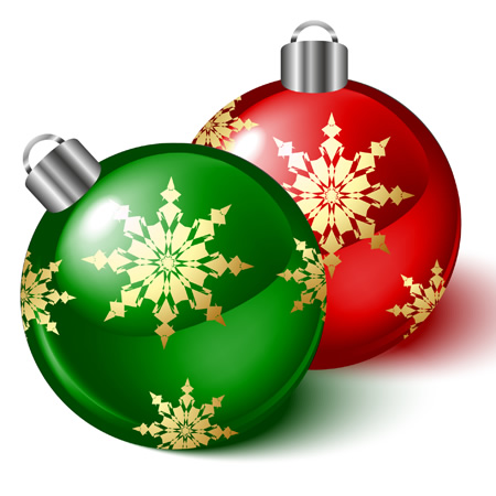 Snowflakes and Colorful Christmas Balls